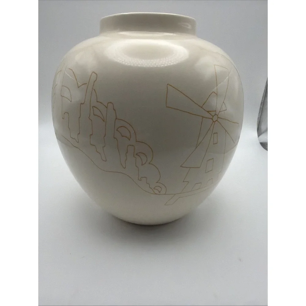 Wedgwood Clarice Cliff Bizarre Windmill Vase Rubin Collection England 8.5